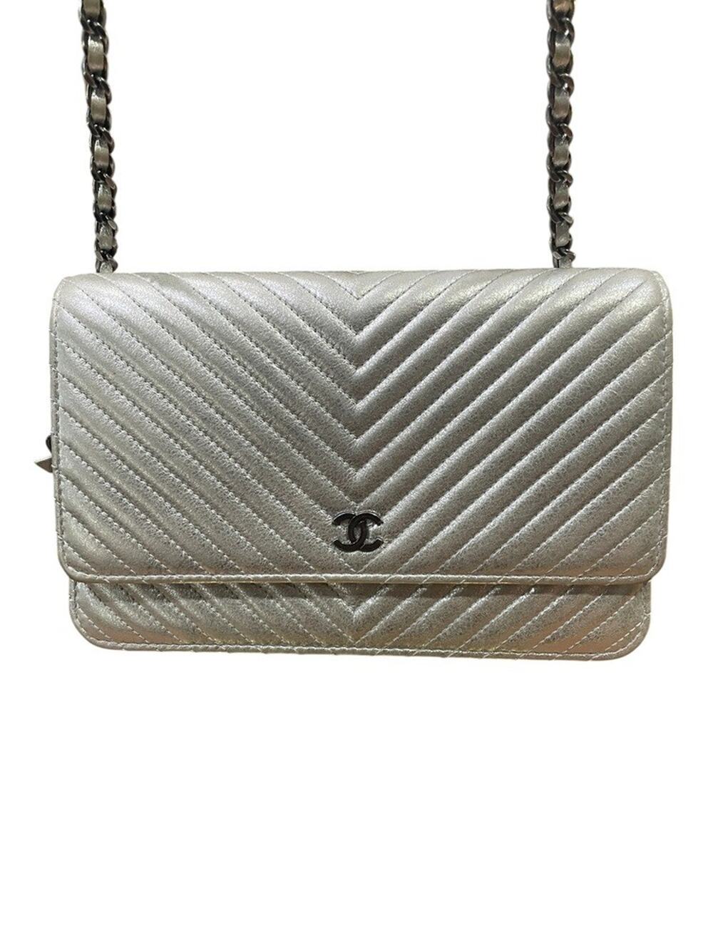 Chanel Metallic Chevron Wallet on Chain (23710)